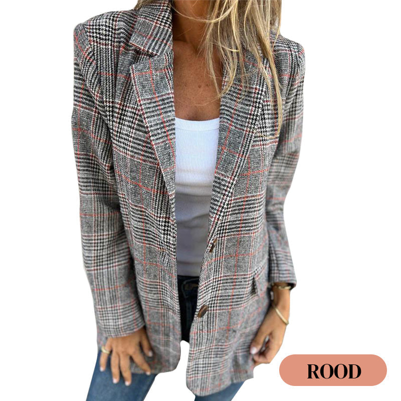 🥰Seizoensaanbieding tegen superlage prijs🥰Casual geruite blazer met revers
