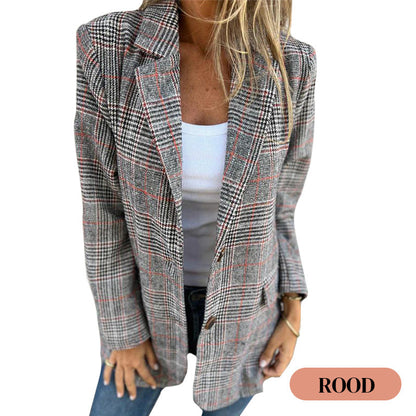 🥰Seizoensaanbieding tegen superlage prijs🥰Casual geruite blazer met revers