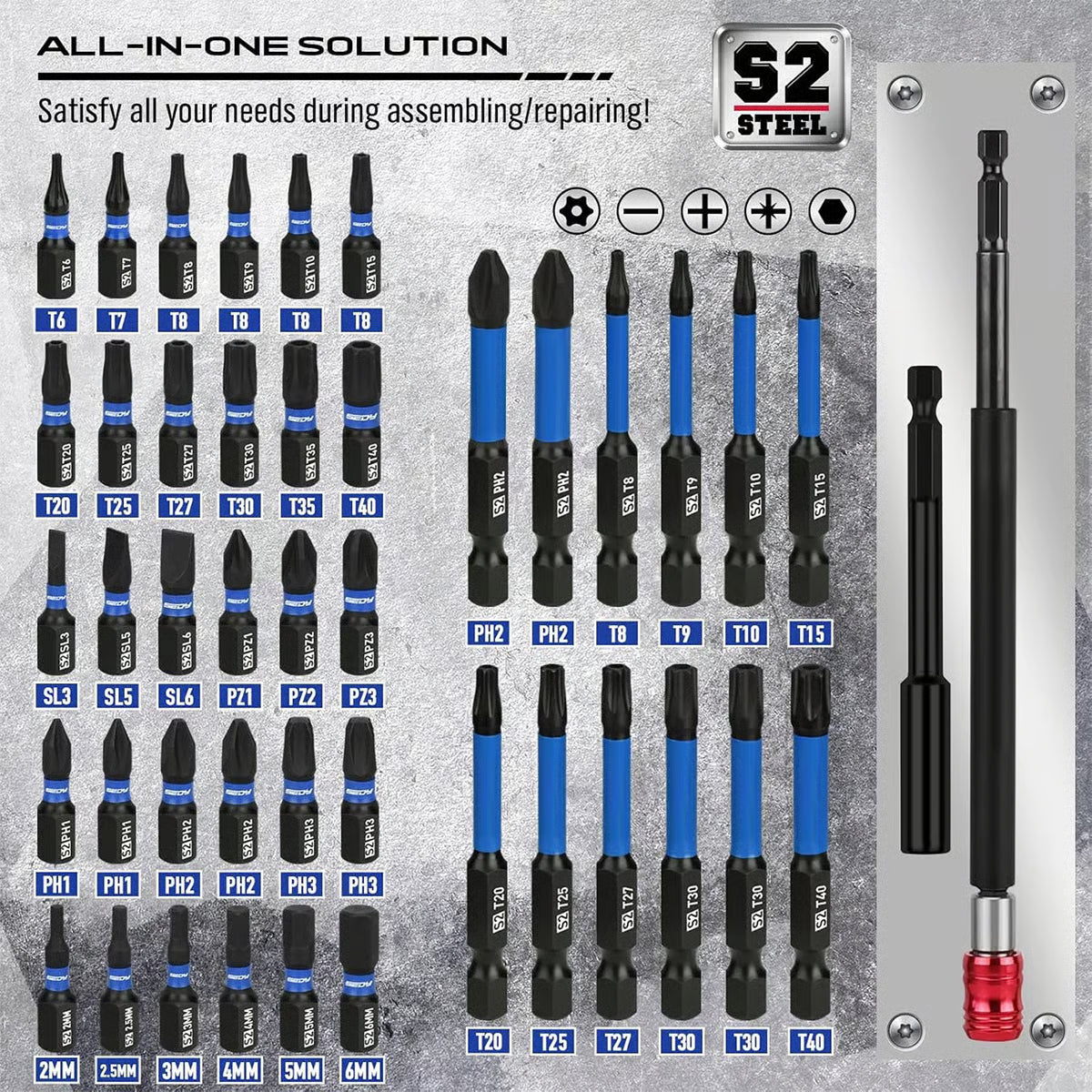 🧰 Set da 80 Pezzi di Bussole Magnetiche ad Impatto – Metriche & SAE 🔧