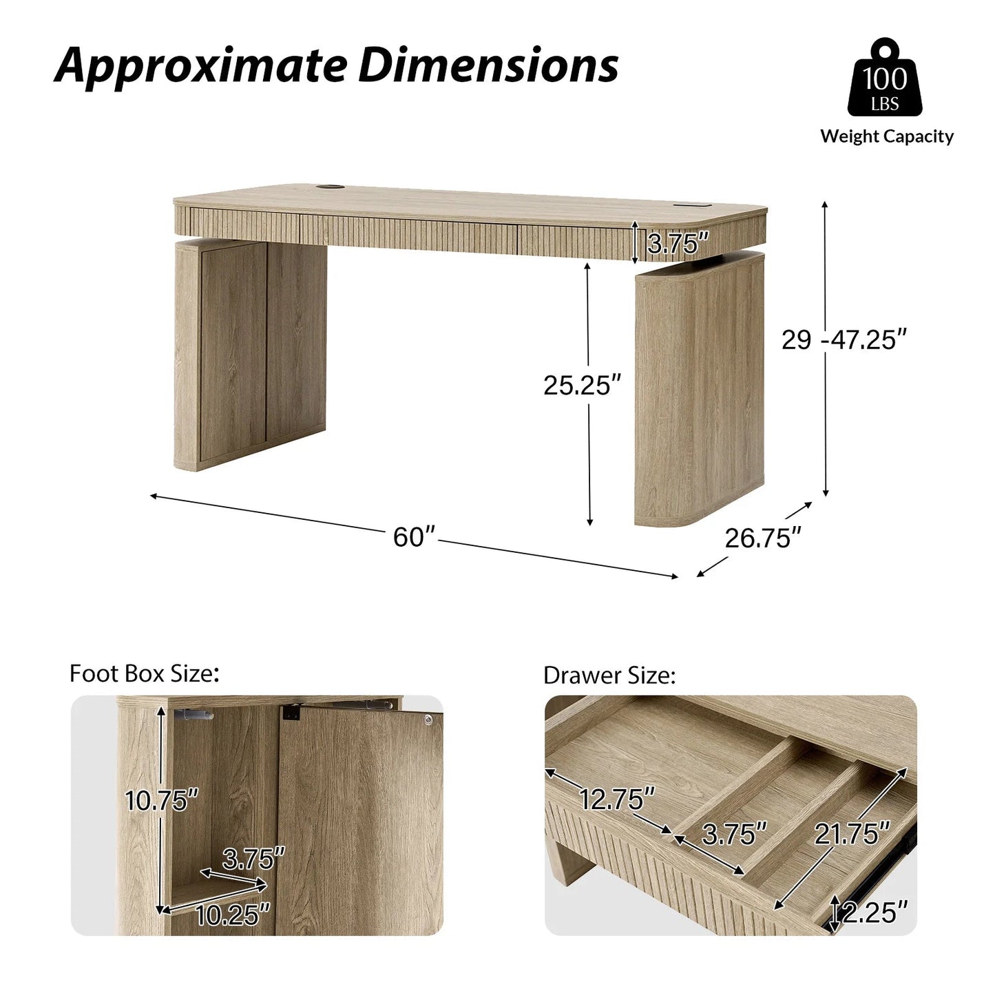 Scrivania Elettrica Regolabile in Altezza Baggio Moderna con Gestione Cavi