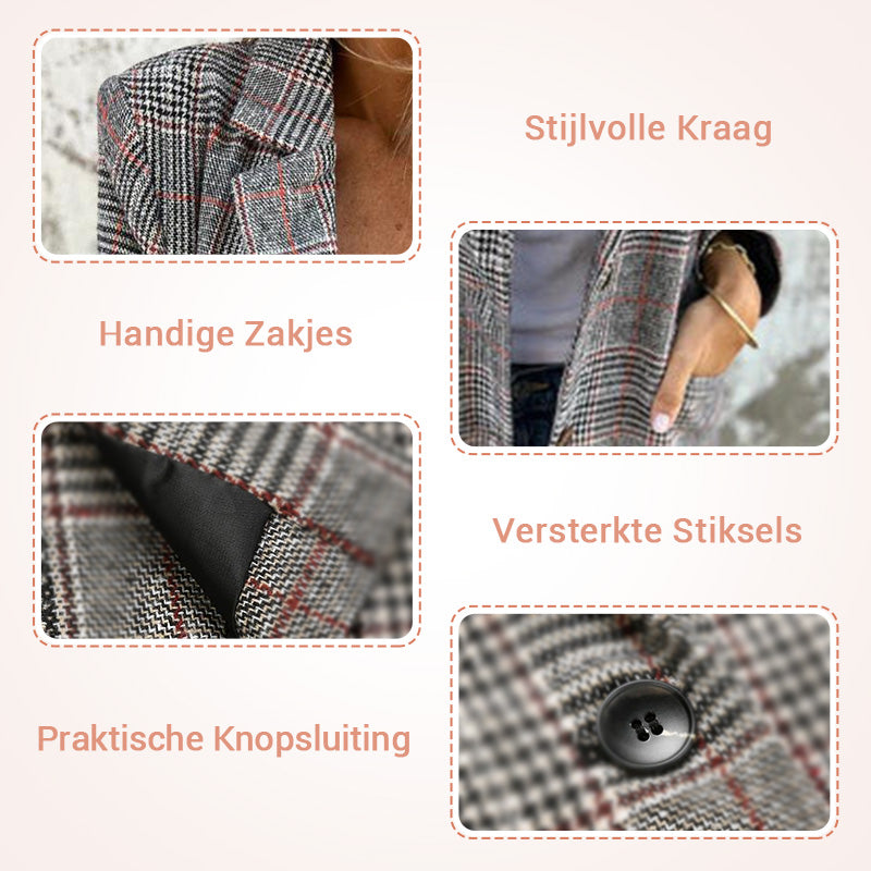 🥰Seizoensaanbieding tegen superlage prijs🥰Casual geruite blazer met revers