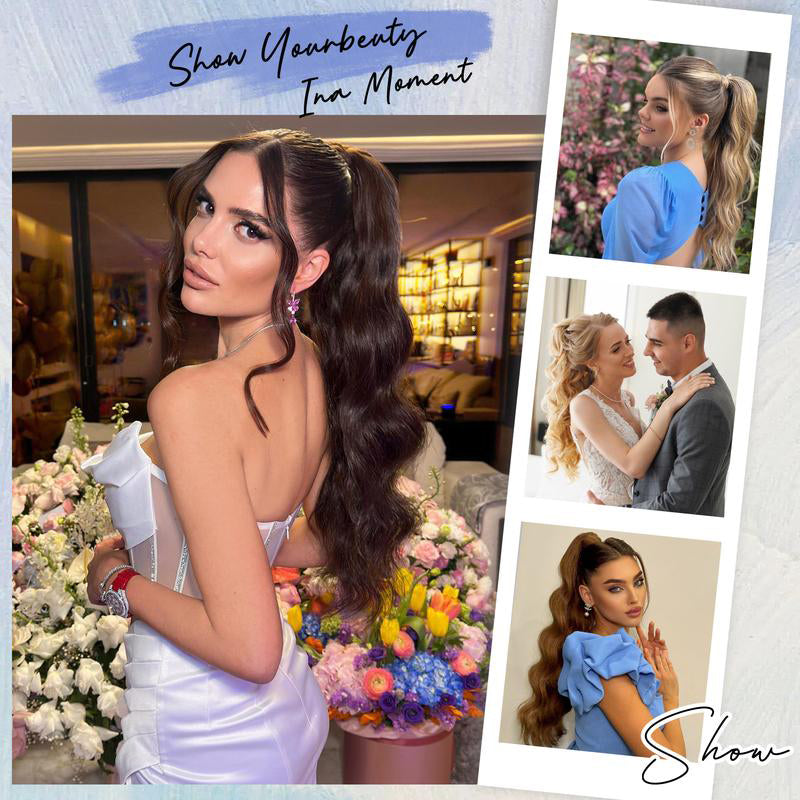 💜 Tijdelijke Actie! 50% Korting 💜 Clip-on Golvende Paardenstaart – Lang, Vol & Super Natuurlijk! 💁‍♀️