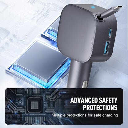 🚗 Slimme Intrekbare Autolader – Snel, Veilig & Handig