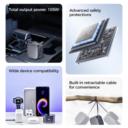 🚗 Slimme Intrekbare Autolader – Snel, Veilig & Handig